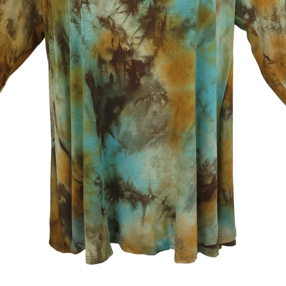 Andree by Unit Top Open Back Womens Size M Long Sleeve Green Brown Pullover - Picture 4 of 14